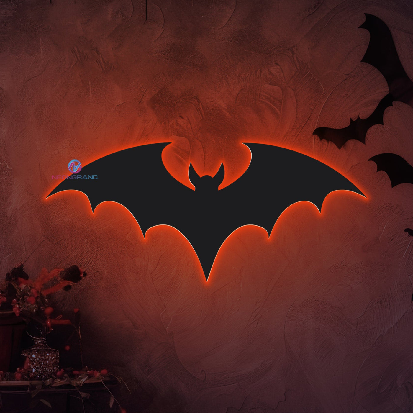 Bat Neon Sign Metal Backlit Halloween LED Light