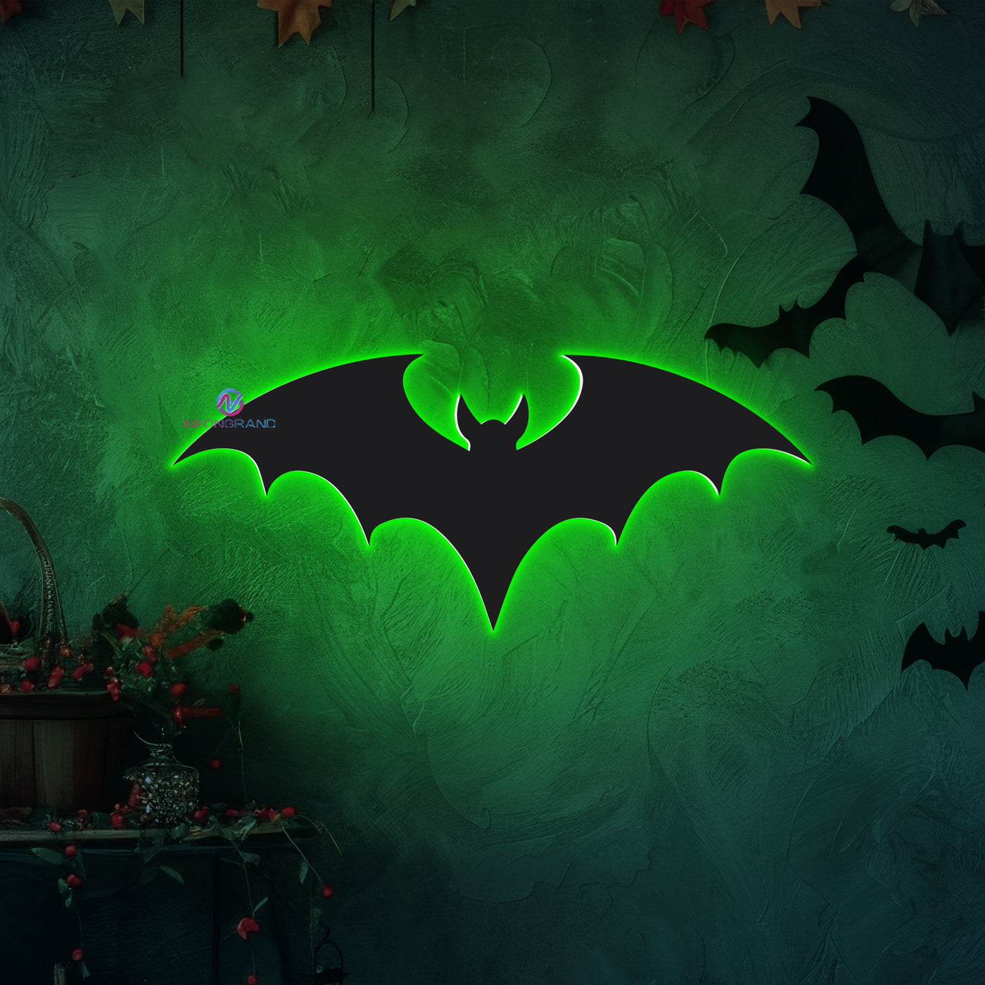 Bat Neon Sign Metal Backlit Halloween LED Light