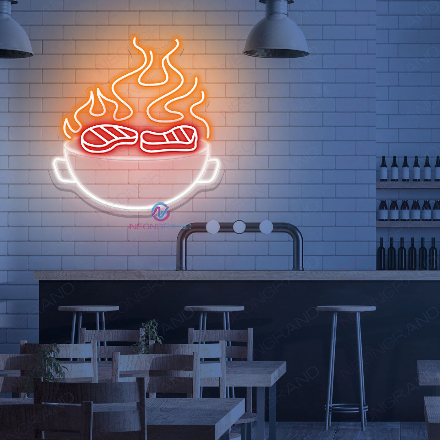 BBQ Neon Sign Kitchen LED Light For Restaurant