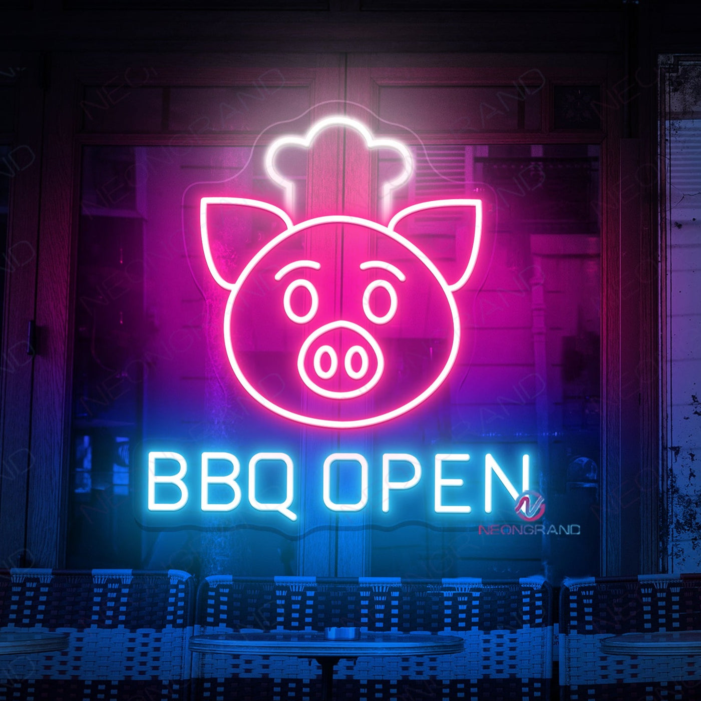 Outdoor Open Neon Sign BBQ Open Led Light