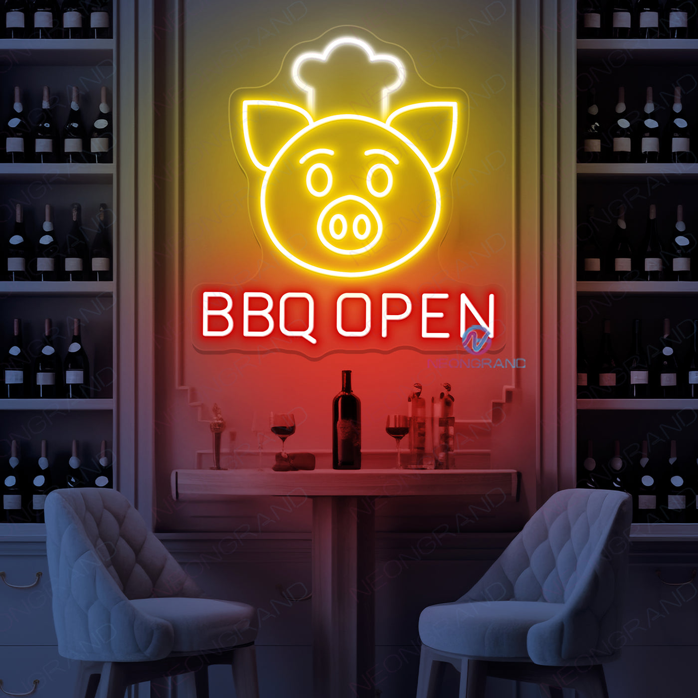 Outdoor Open Neon Sign BBQ Open Led Light