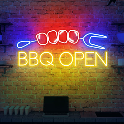 BBQ Open Neon Sign Business Led Light
