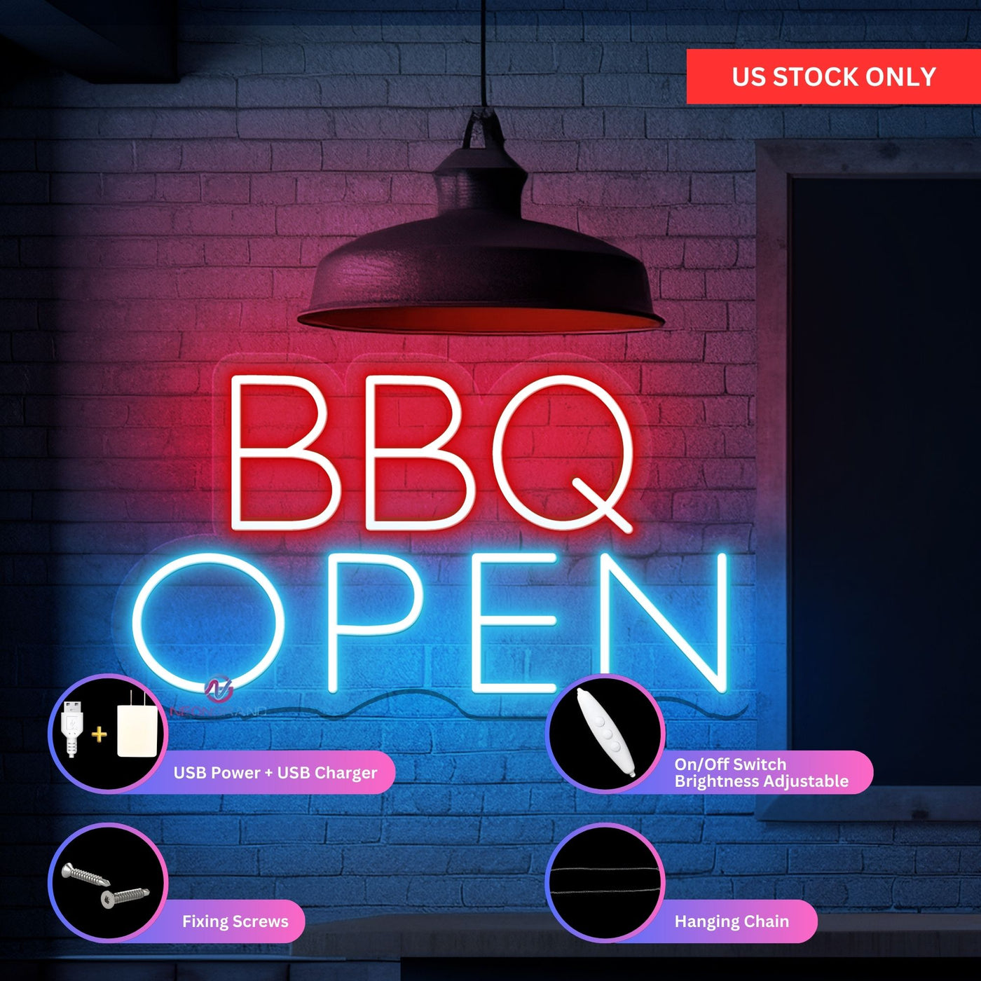 BBQ Open Neon Sign Storefront Open Led Light For Business