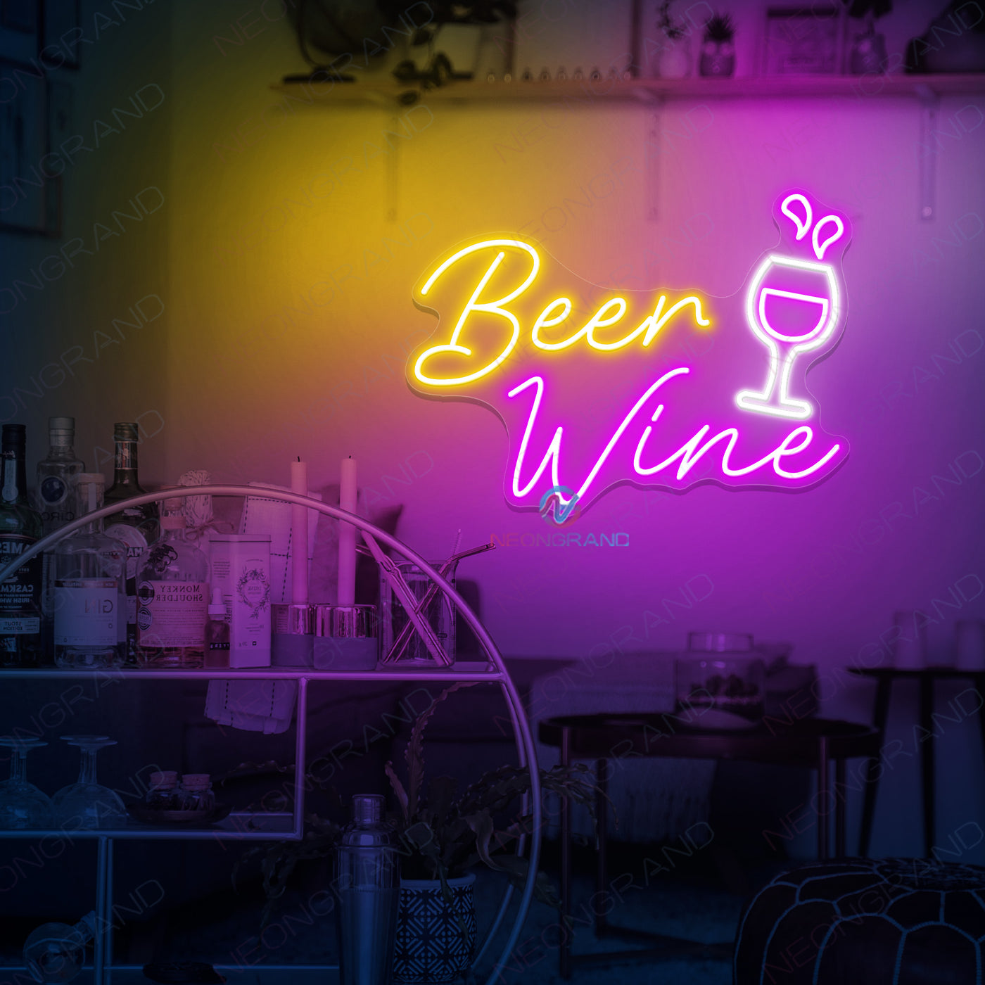 Beer And Wine Neon Sign Pub Led Light