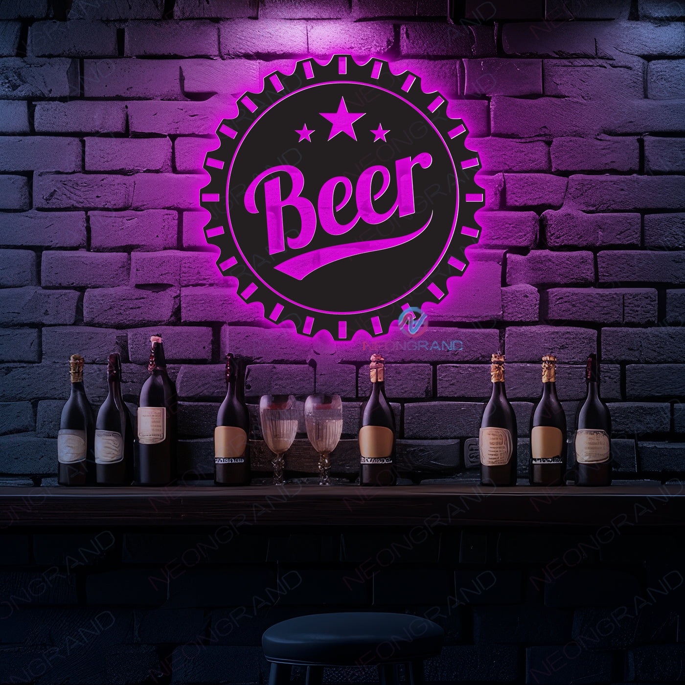 Beer Neon Sign Metal Alcohol Led Light