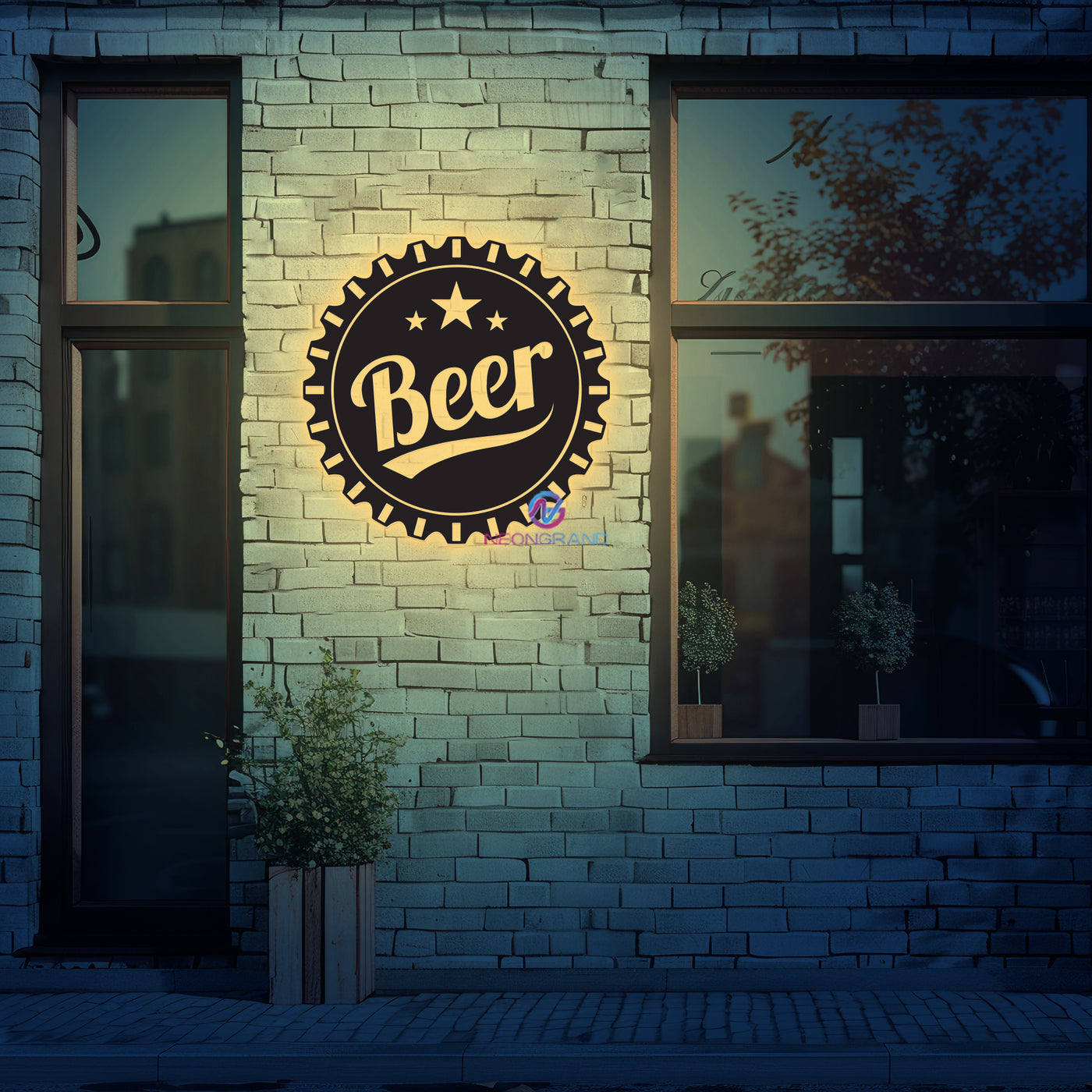 Beer Neon Sign Metal Alcohol Led Light