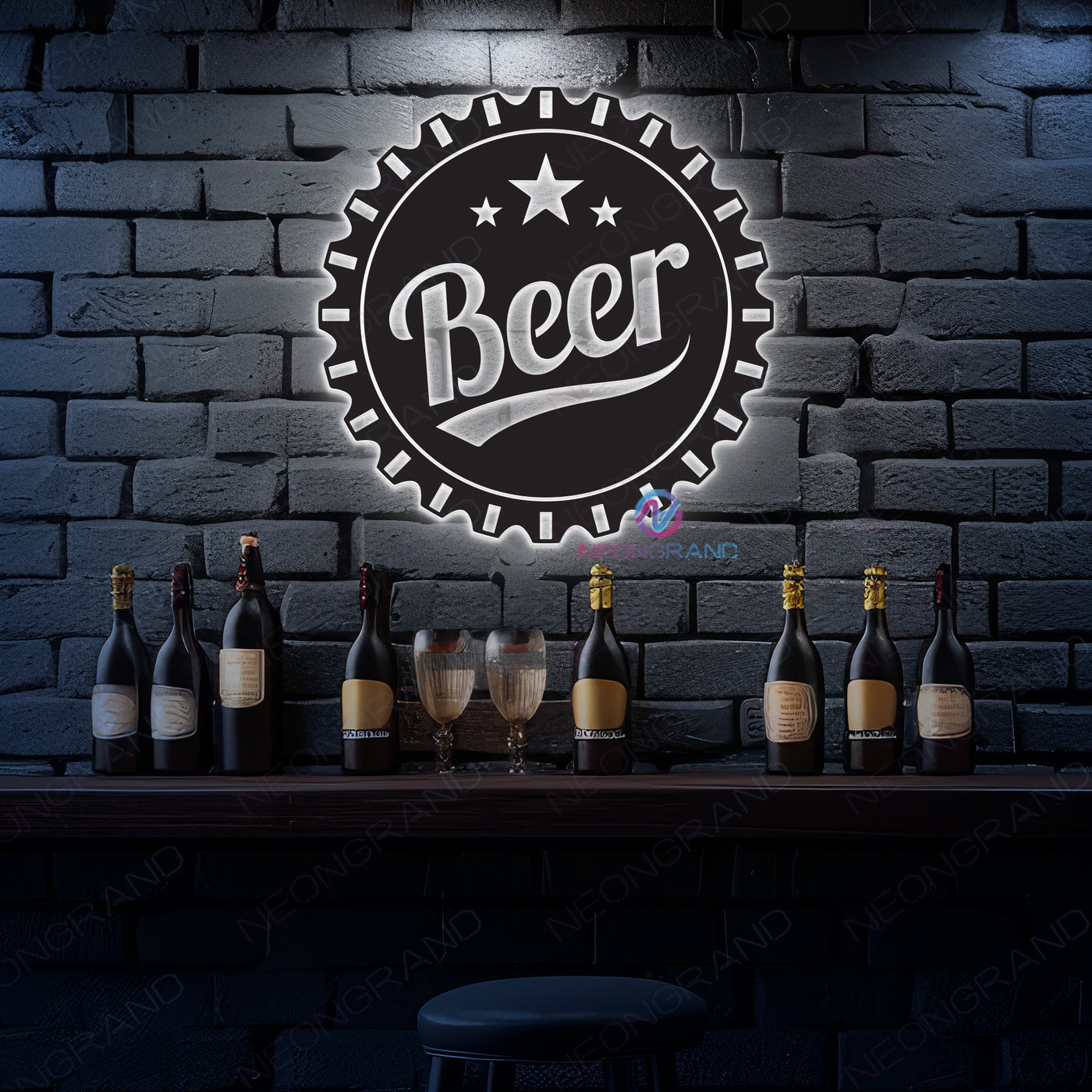 Beer Neon Sign Metal Alcohol Led Light