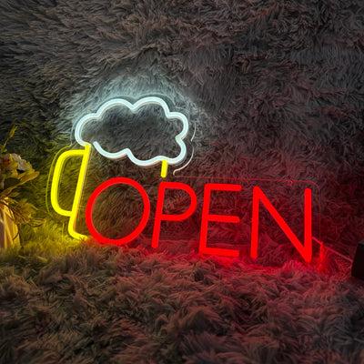 Beer Open Neon Sign LED Light For Man Cave Alcohol (USB)