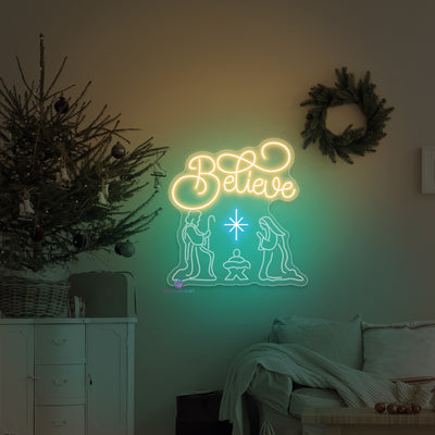 Believe Neon Sign Nativity Christmas LED Light