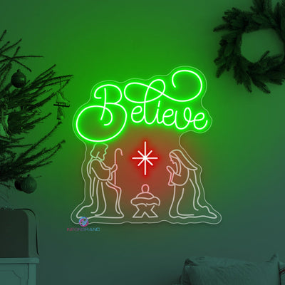 Believe Neon Sign Nativity Christmas LED Light