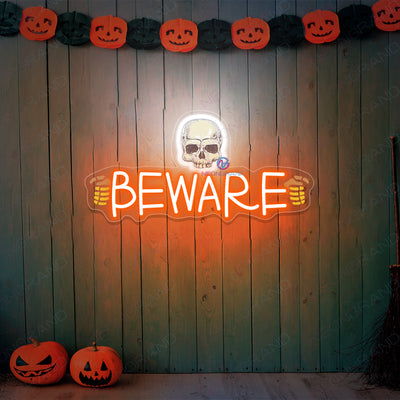 Beware Neon Sign Led Halloween Light 2