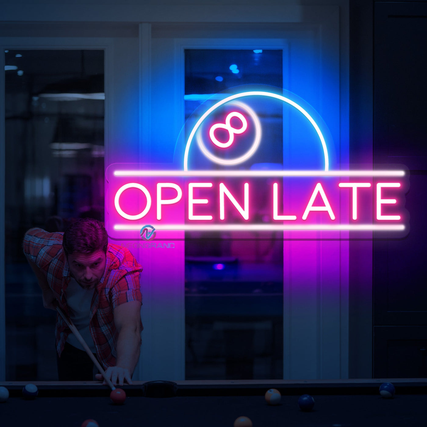 Open Late Neon Sign Billiards Led Light