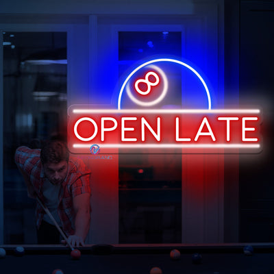 Open Late Neon Sign Billiards Led Light