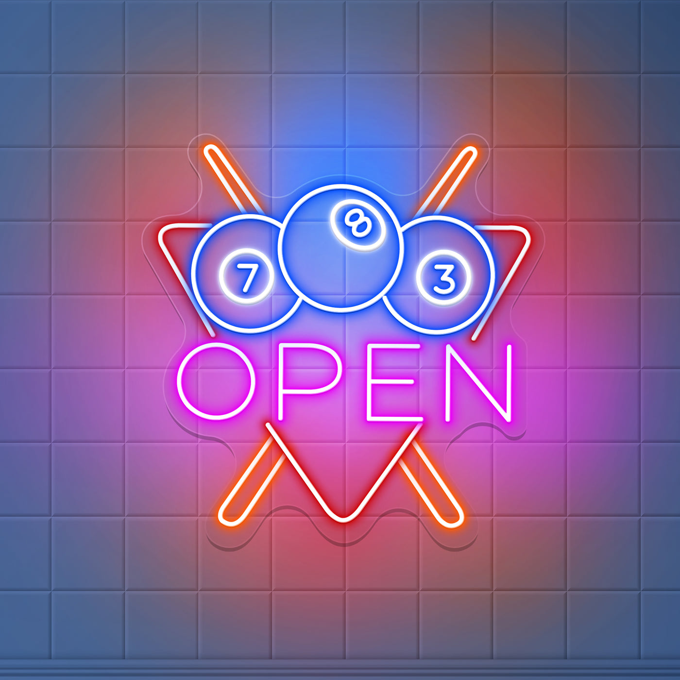 Billiards Open Neon Sign Led Light For Business