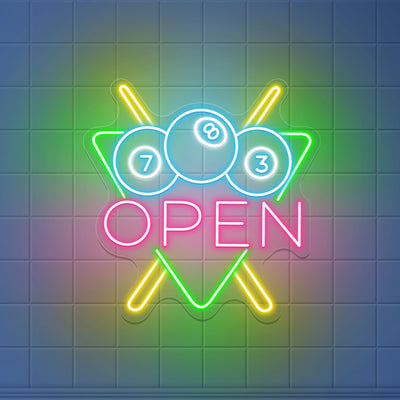 Billiards Open Neon Sign Led Light For Business