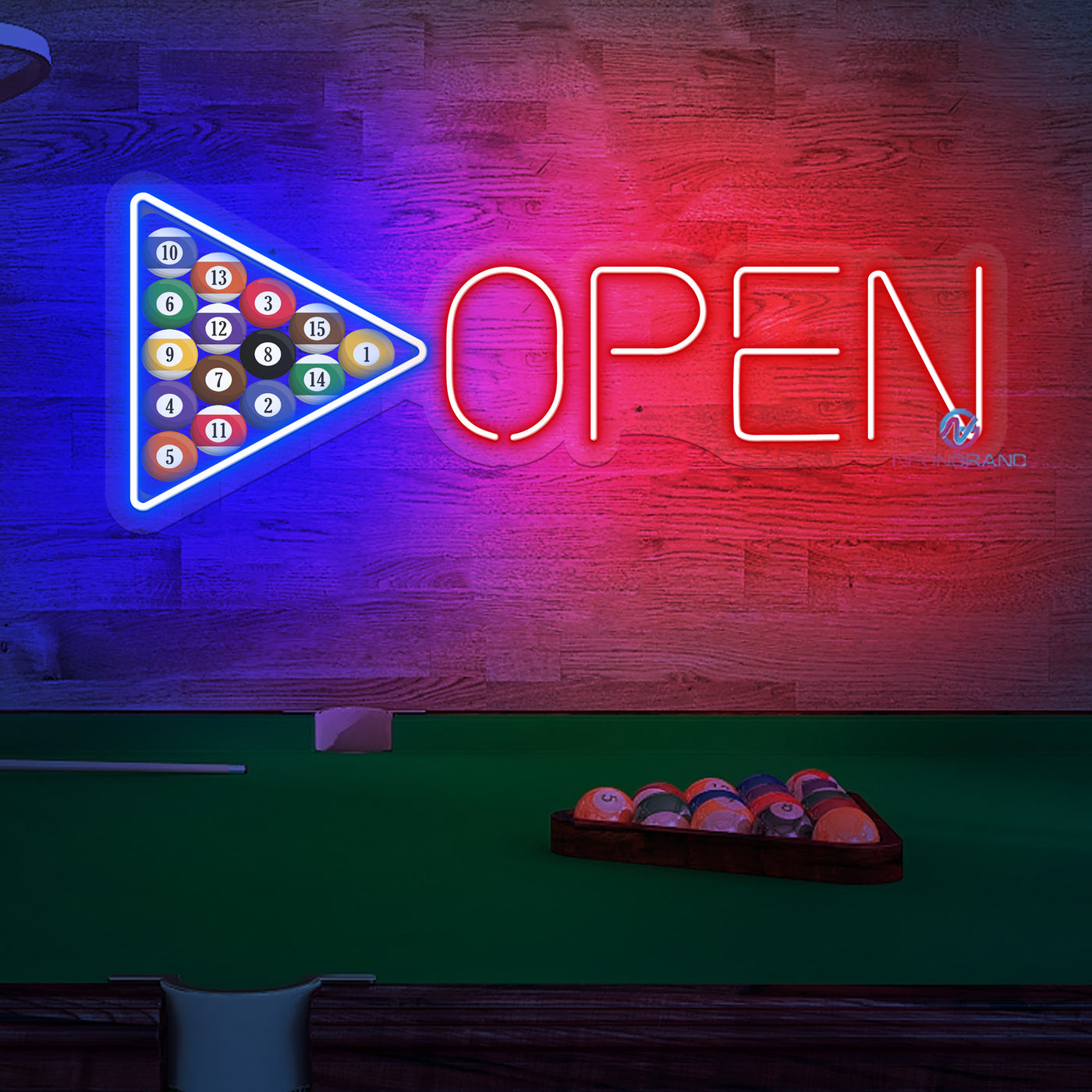 Open Neon Sign Billiards Business Led Light