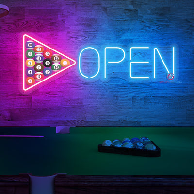 Billiards Open Neon Sign Business Led Light