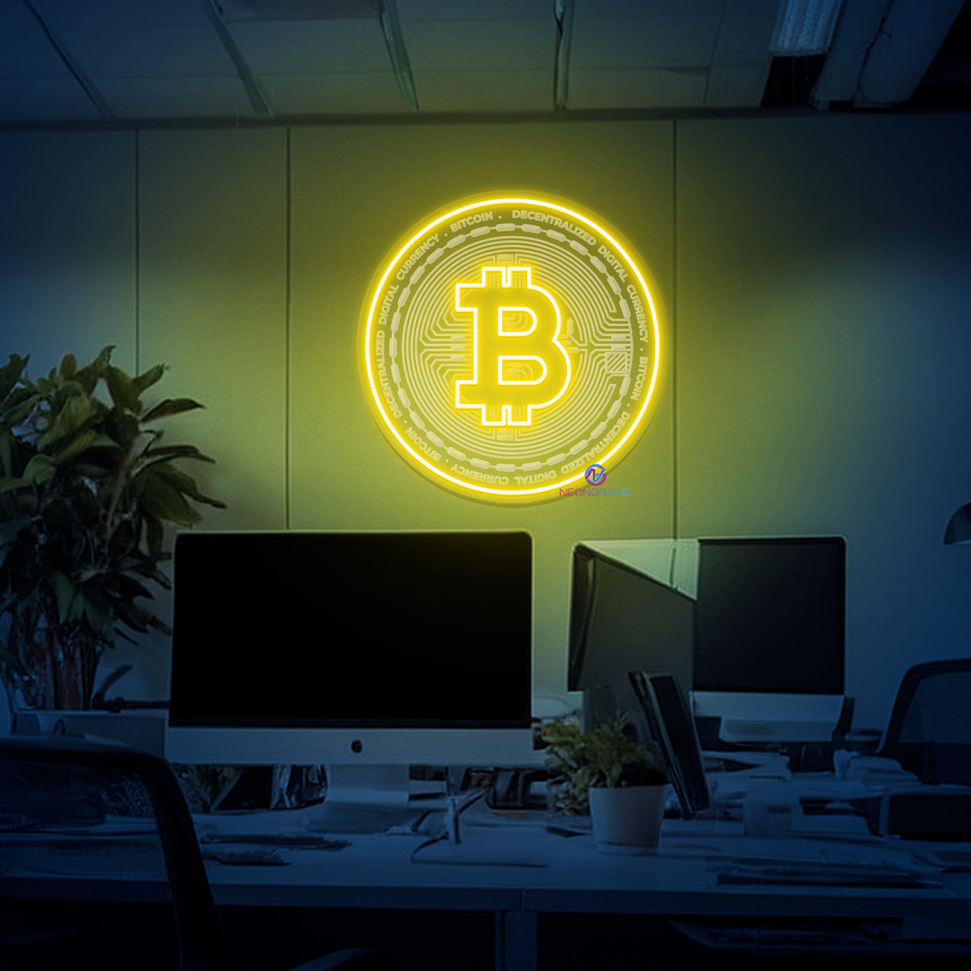 Bitcoin Neon Sign 3D-Engraving Business Led Light