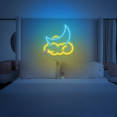 Blue Moon Neon Sign Cloud LED Light For Room