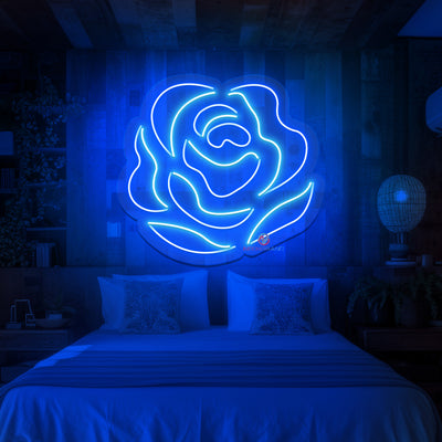 Blue Rose Neon Sign Aesthetic Cool Led Light