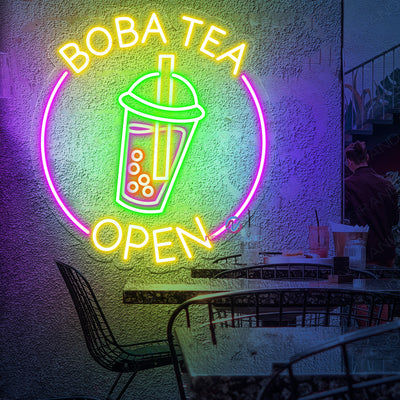 Boba Tea Open Neon Sign Coffee Led Light