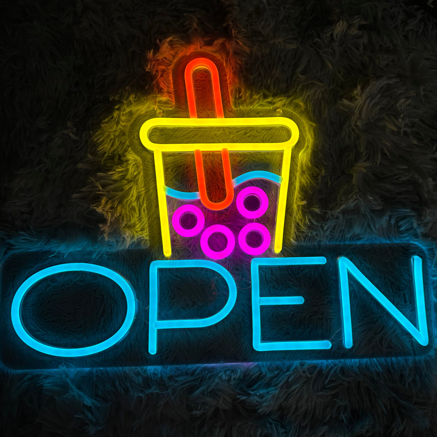 Boba Open Neon Sign Cafe LED Light Decoration For Business