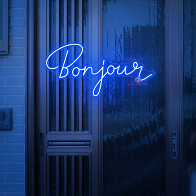 Bonjour Neon Sign Welcome LED Light For Storefront