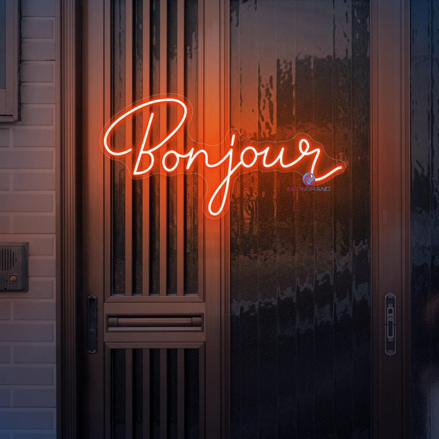 Bonjour Neon Sign Welcome LED Light For Storefront