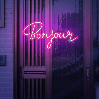 Bonjour Neon Sign Welcome LED Light For Storefront