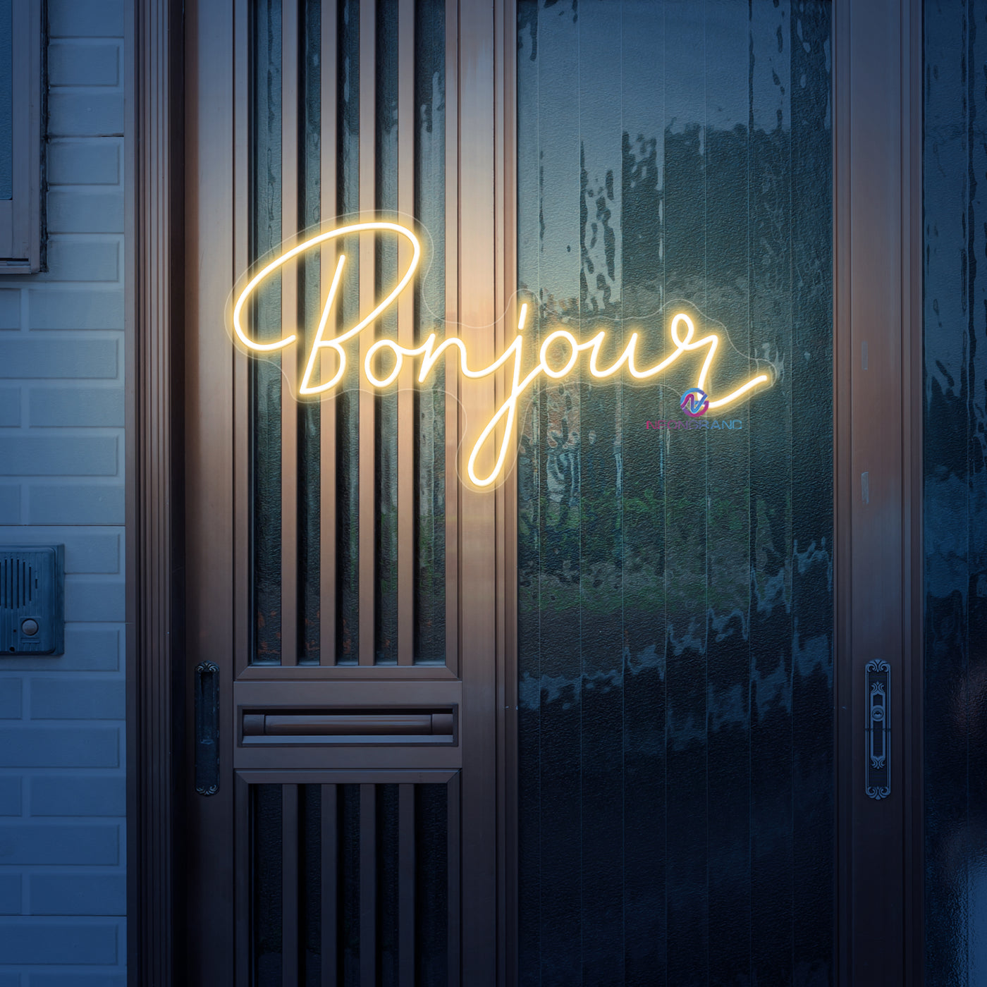 Bonjour Neon Sign Welcome LED Light For Storefront