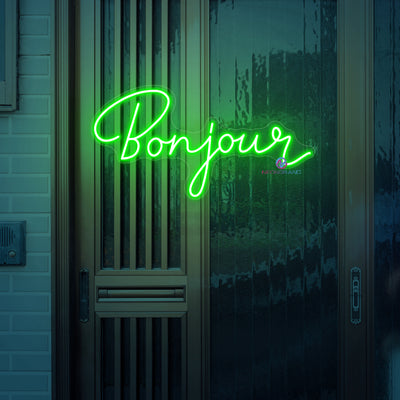 Bonjour Neon Sign Welcome LED Light For Storefront