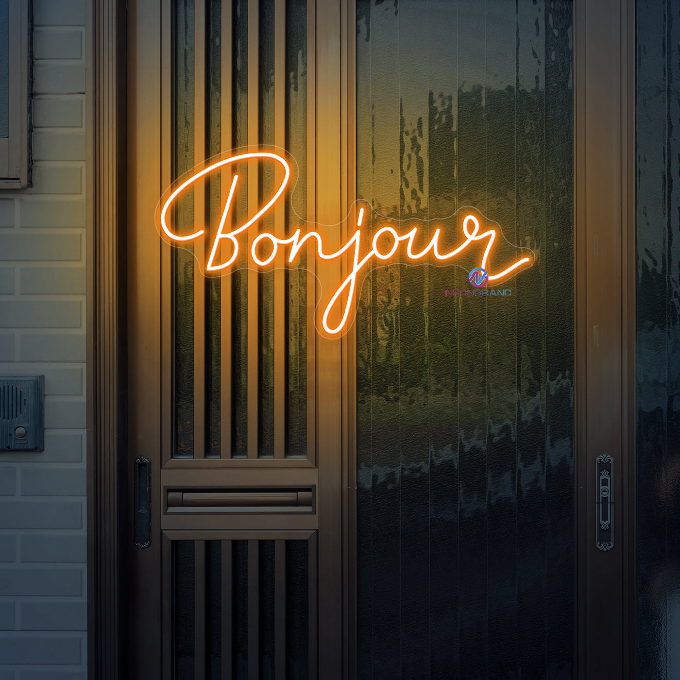 Bonjour Neon Sign Welcome LED Light For Storefront