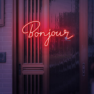 Bonjour Neon Sign Welcome LED Light For Storefront