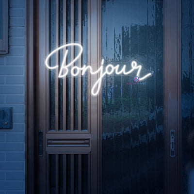 Bonjour Neon Sign Welcome LED Light For Storefront