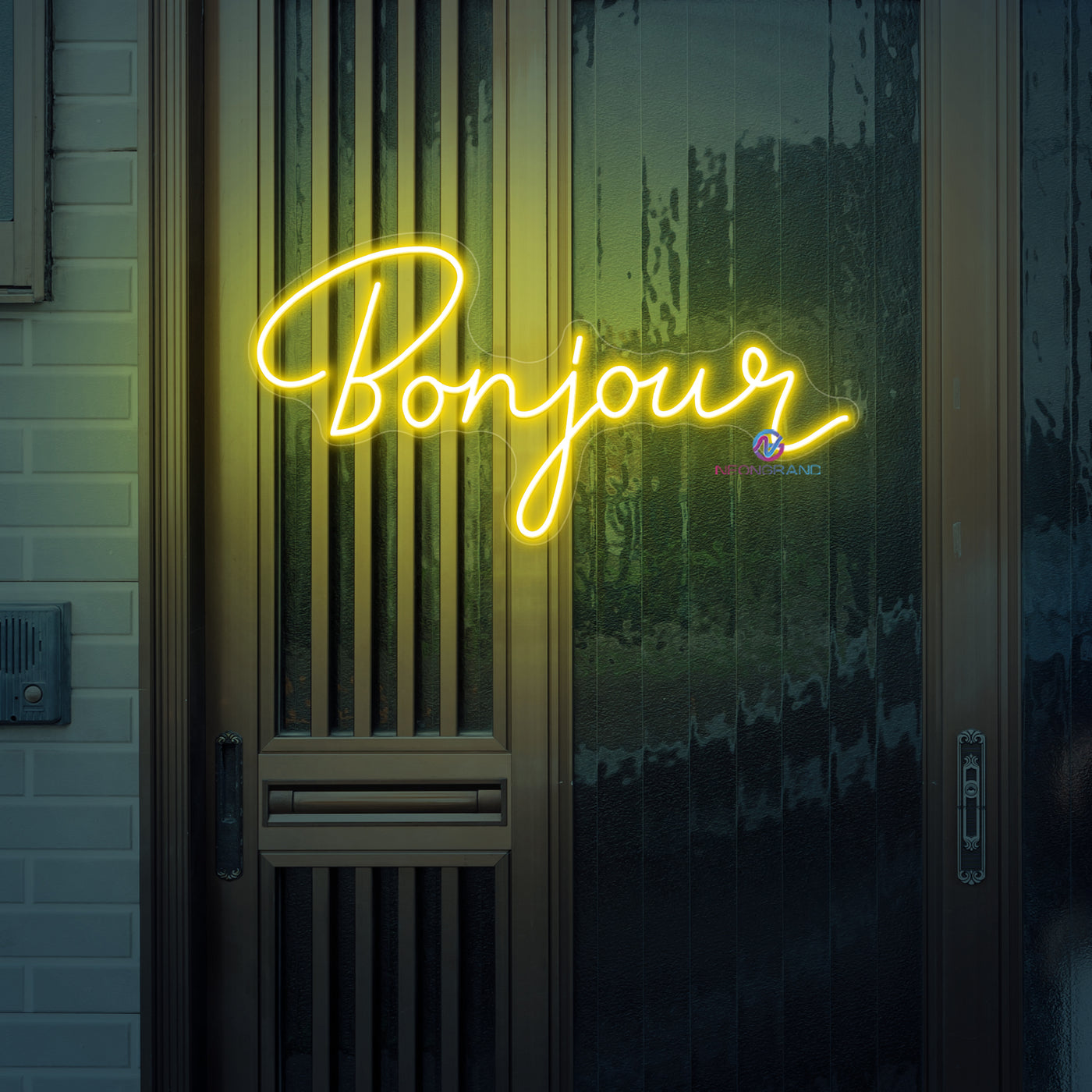 Bonjour Neon Sign Welcome LED Light For Storefront