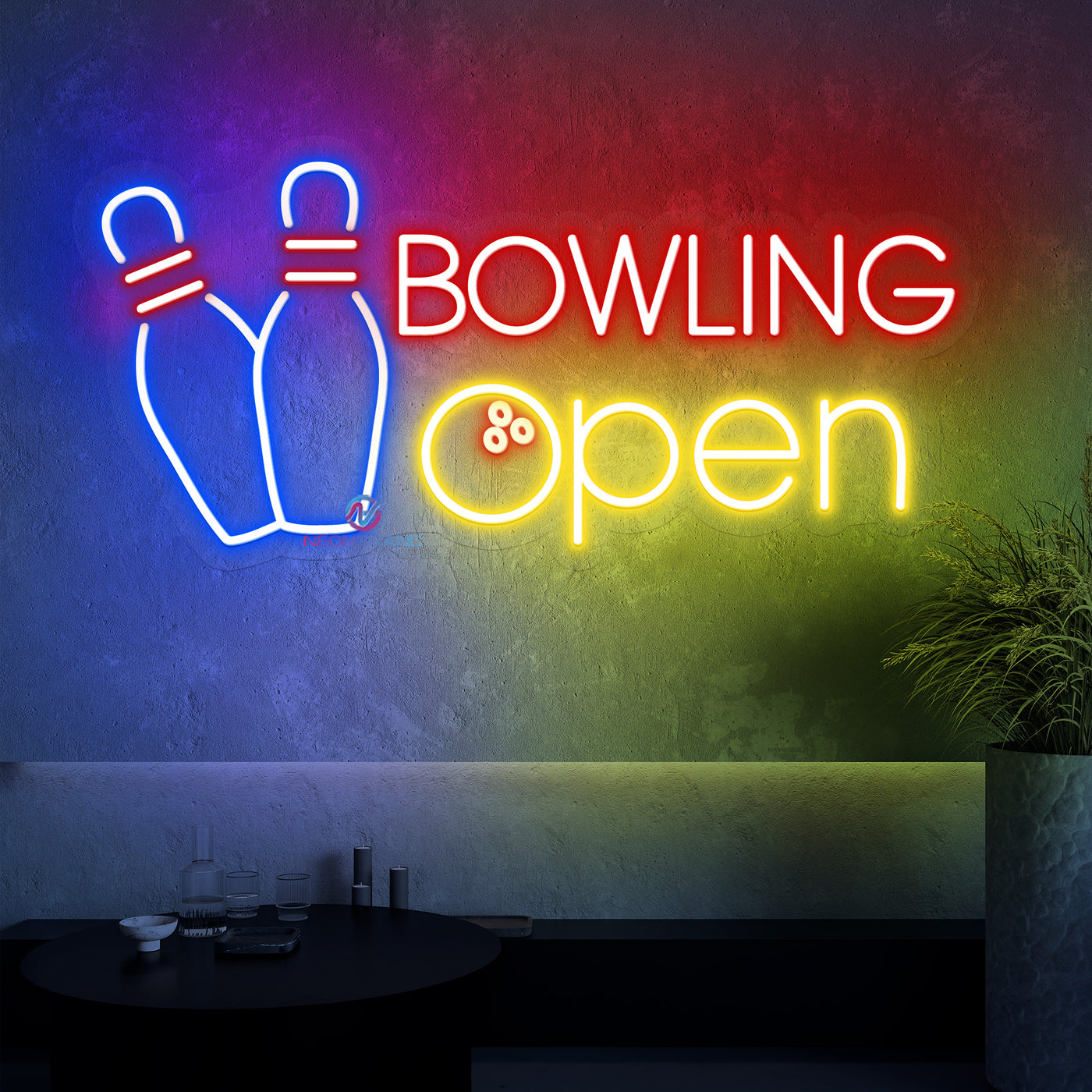 Bowling Open Neon Sign Business Led Light
