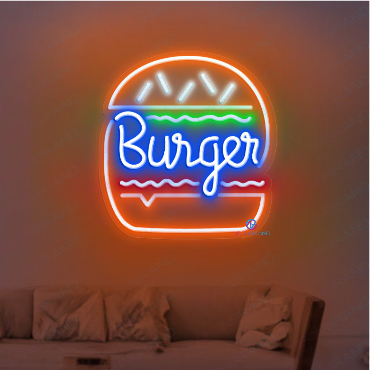 Burger Neon Sign Food Led Light