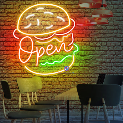 Burger Open Neon Sign Restaurant Led Light