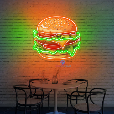 Burger Neon Sign UV Printed Led Light