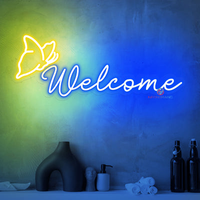 Butterfly Welcome Neon Sign Open Led Light