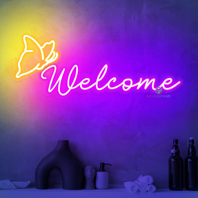 Butterfly Welcome Neon Sign Open Led Light