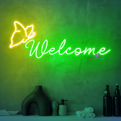 Butterfly Welcome Neon Sign Open Led Light