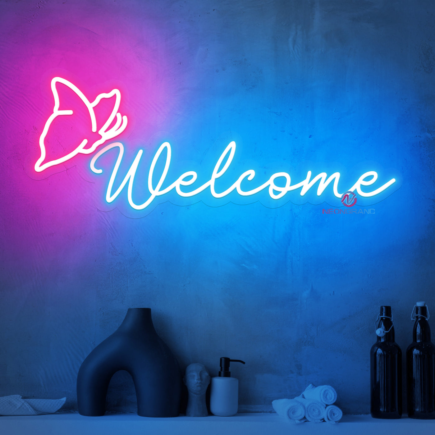 Butterfly Welcome Neon Sign Open Led Light - NeonGrand
