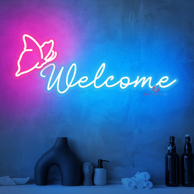 Butterfly Welcome Neon Sign Open Led Light