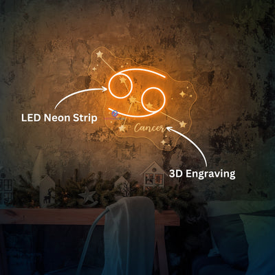 Cancer Neon Sign Engraving Zodiac LED Light