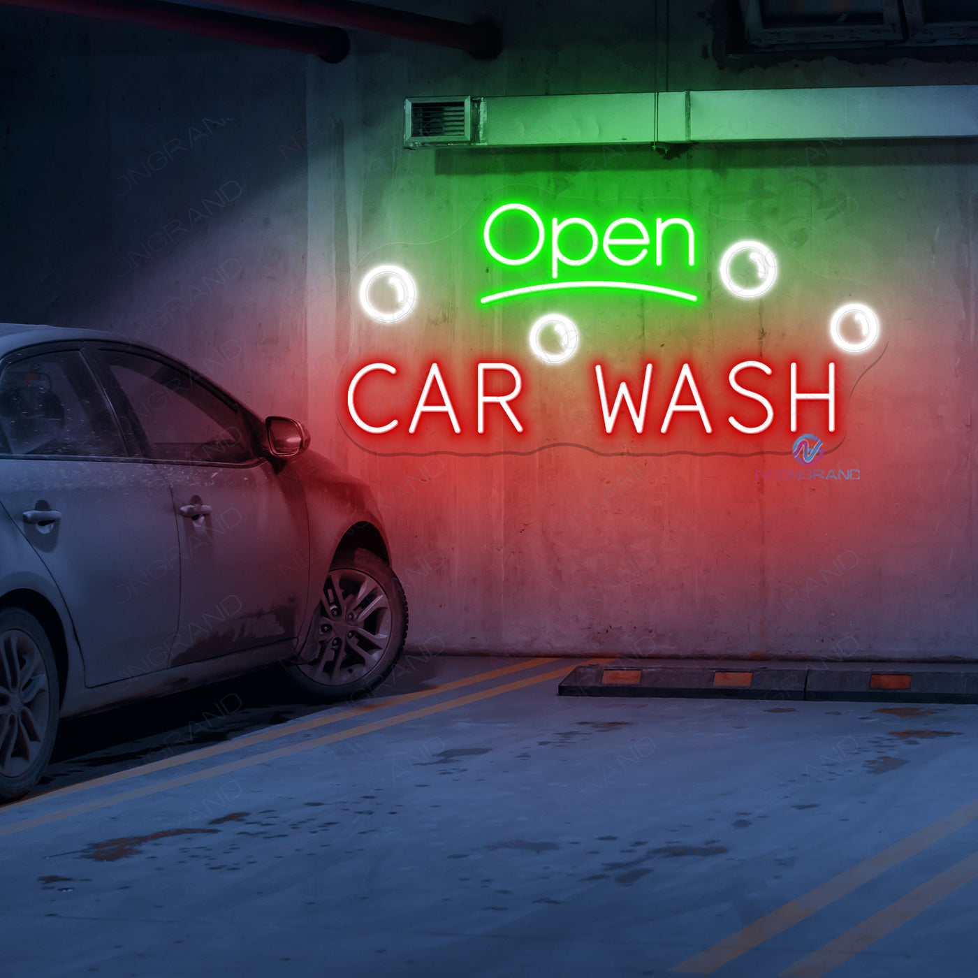 Open Neon Sign Car Wash Business Led Light