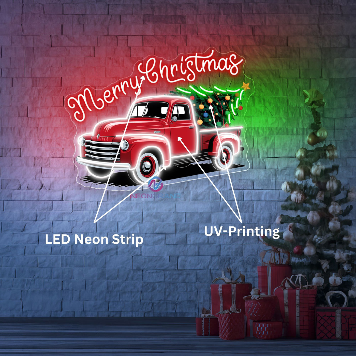 Neon Christmas Sign UV-Printing Christmas Truck LED Light