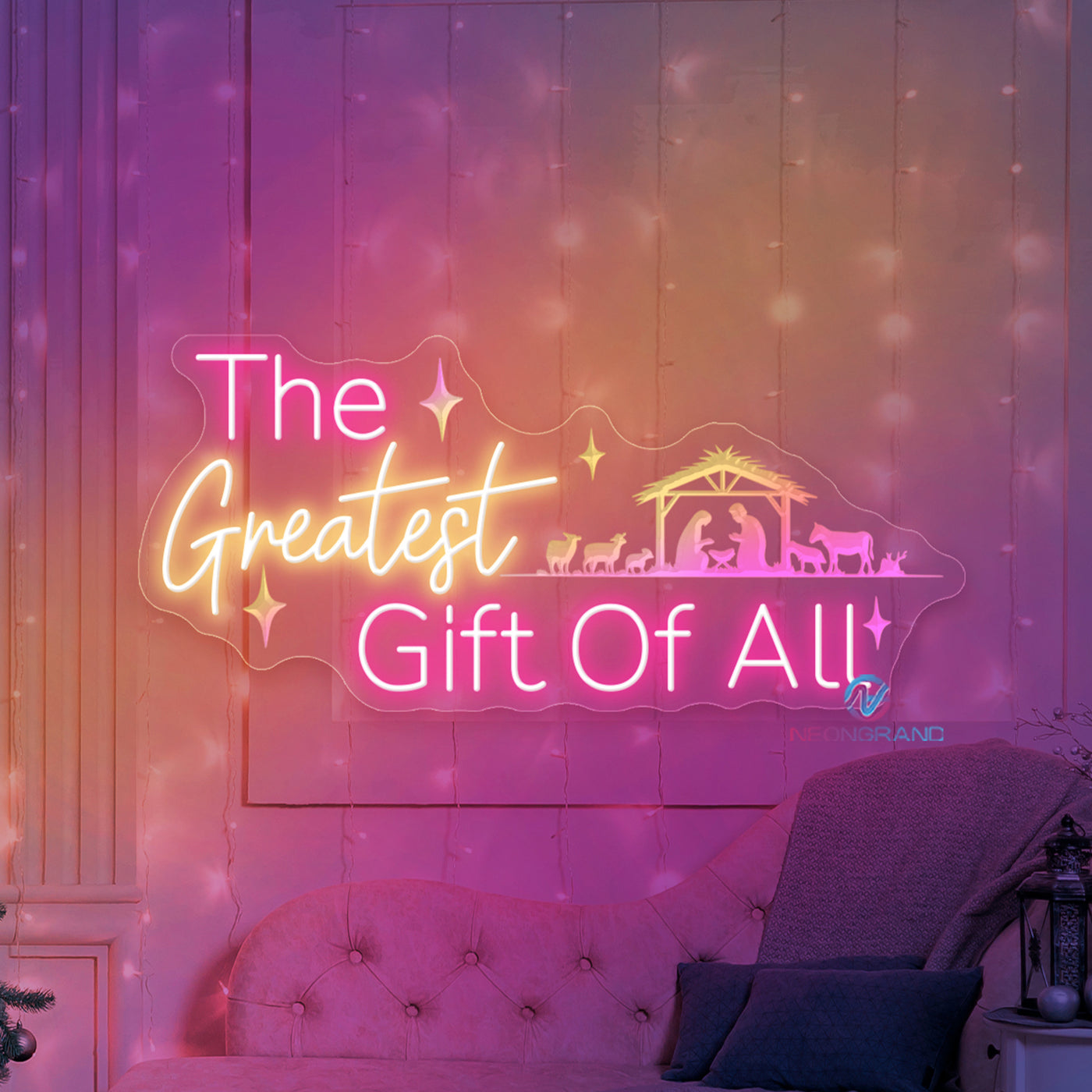 Christmas Neon Sign The Greatest Gift Of All 3D Engraving LED Light