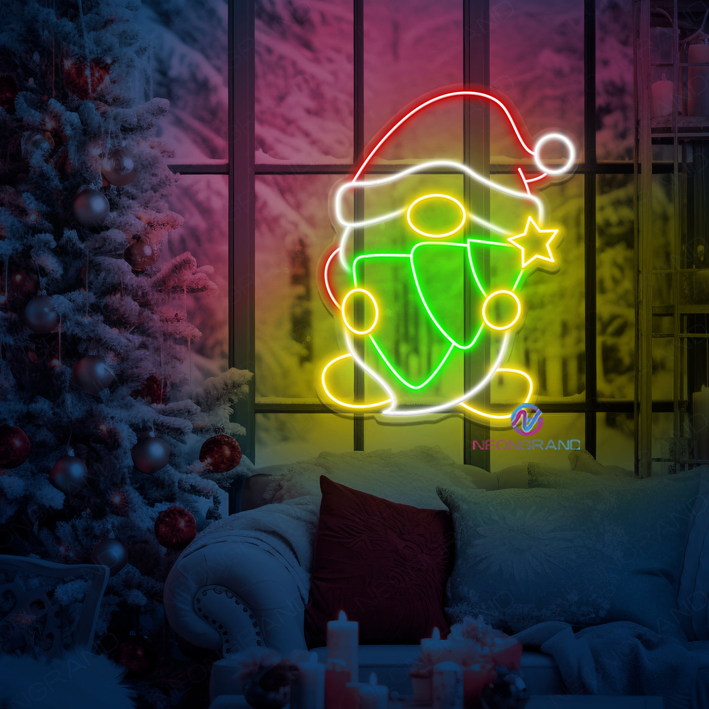 Christmas Neon Sign Gnome Xmas LED Light