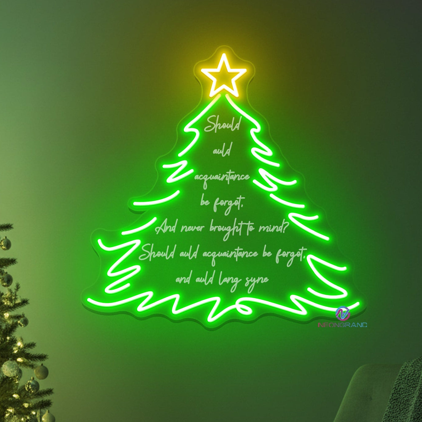 Christmas Tree Neon Light 3D Engraving Xmas LED sign